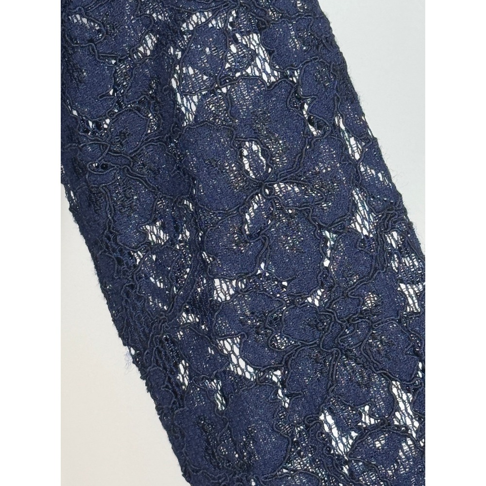 Diane von Furstenberg Navy Lace Sheath Sheer Dress Zipper Front‎ Size 2 Business - Picture 6 of 10